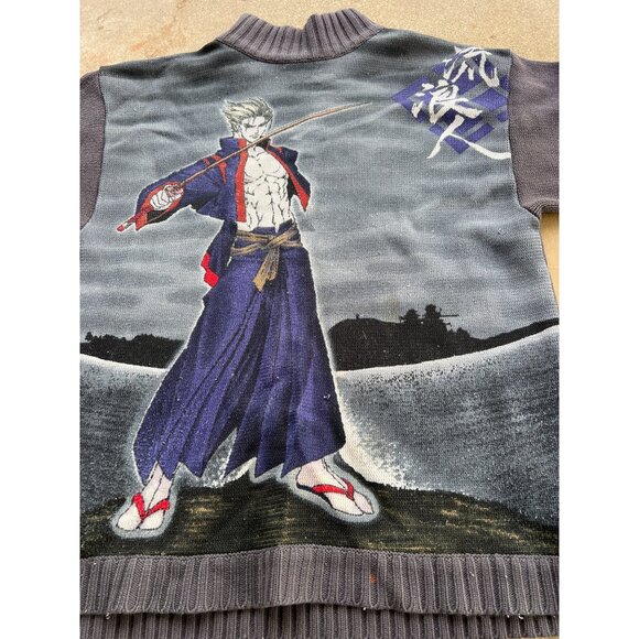 Vintage C+E+K Anime Samurai Ninja Graphic Knit Sweater Size L - Picture 2 of 5
